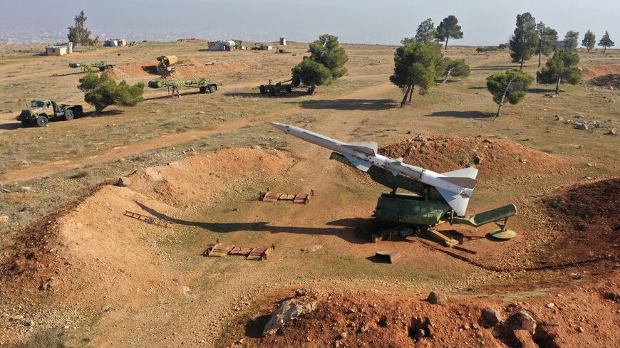 An anti-aircraft missile at a Syrian army position near the city of al-Safira, south of Aleppo, January 3, 2025, following reported Israeli strikes.