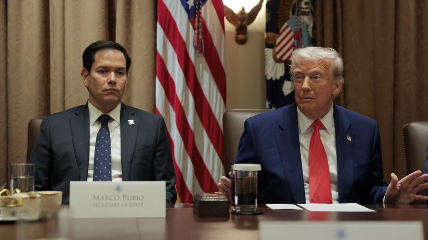 US Secretary of State Marco Rubio speaks alongside US President Donald Trump during a Cabinet meeting at the White House on April 10, 2025, in Washington.