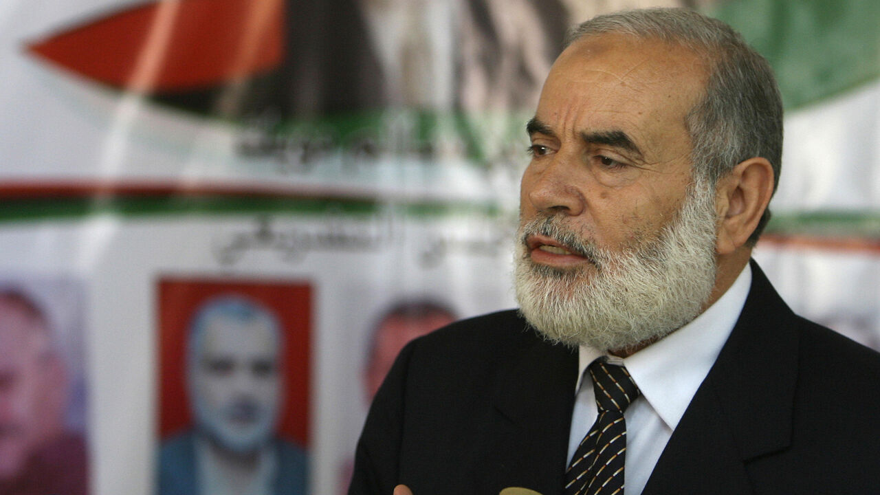 Nic182357 GAZA CITY, -: Hamas' MP Ahmed Bahar, gives a press conference in Gaza City,11 July 2007. A boycott by Hamas MPs prevented the holding of a key Palestinian parliament session today called by president Mahmud Abbas in a tactical move that could consolidate the leader's power over the sidelined chamber. AFP PHOTO/MOHAMMED ABED (Photo credit should read MOHAMMED ABED/AFP/Getty Images)